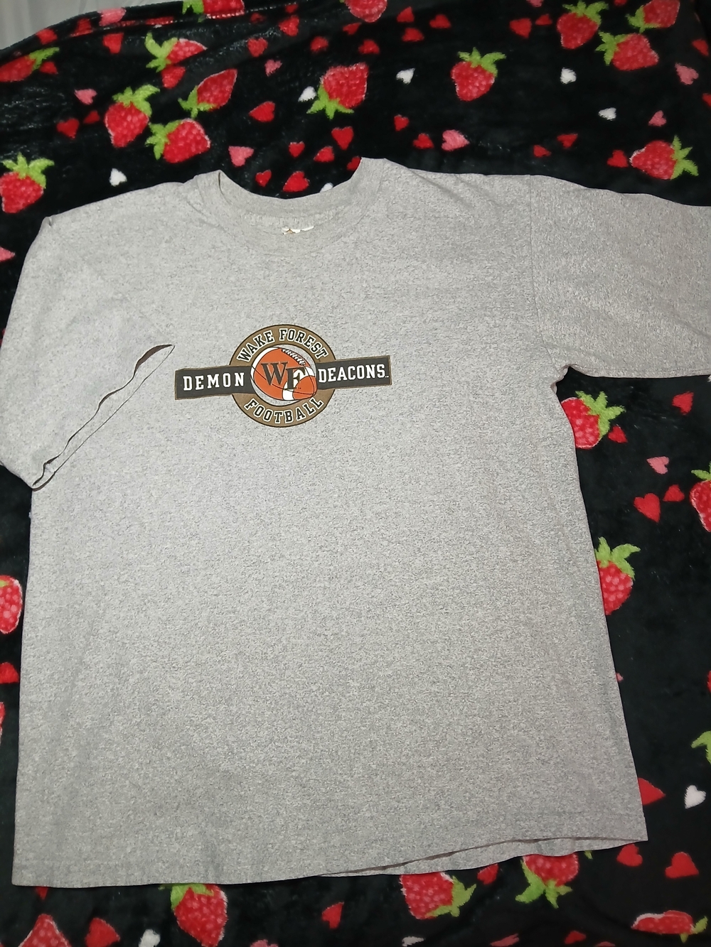 Vintage Wake Forest Demon Deacons Football Gray Graphic T-Shirt.Size XL